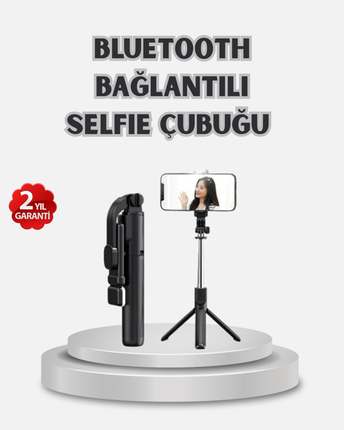 Selfie Çubuğu – 360° Dönebilir Başlık, Taşınabilir Şık Tasarım