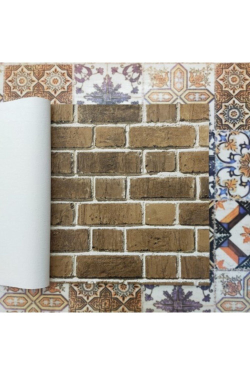 3 Boyutlu 13634 Taş Tuğla Desenli Duvar Kağıdı (5M²) - Tutkal Hediyeli