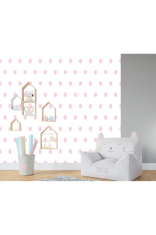 Zümrüt Kids 407-3 Pembe Puantiye Desenli Çocuk Duvar Kağıdı 5,33 M²