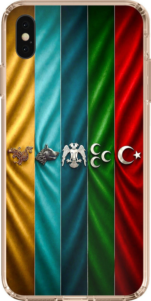 iPhone XS MAX Uyumlu Tarihi Türk Devletleri Bayrakları Baskılı Silikon Kılıf