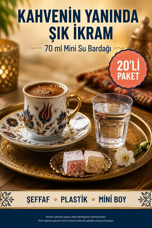 20'li Şeffaf Plastik Mini Bardak 70 ml Kullan At Kahve Yanı Su İkramı Parti Davet Sunum Bardağı Seti