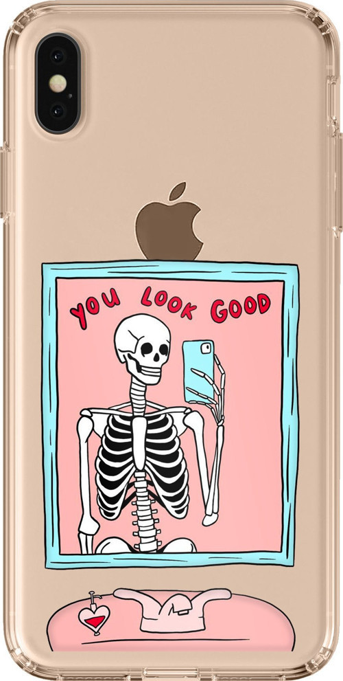 iPhone XS MAX Uyumlu You Look Good İskelet Tasarımlı Baskılı Silikon Kılıf