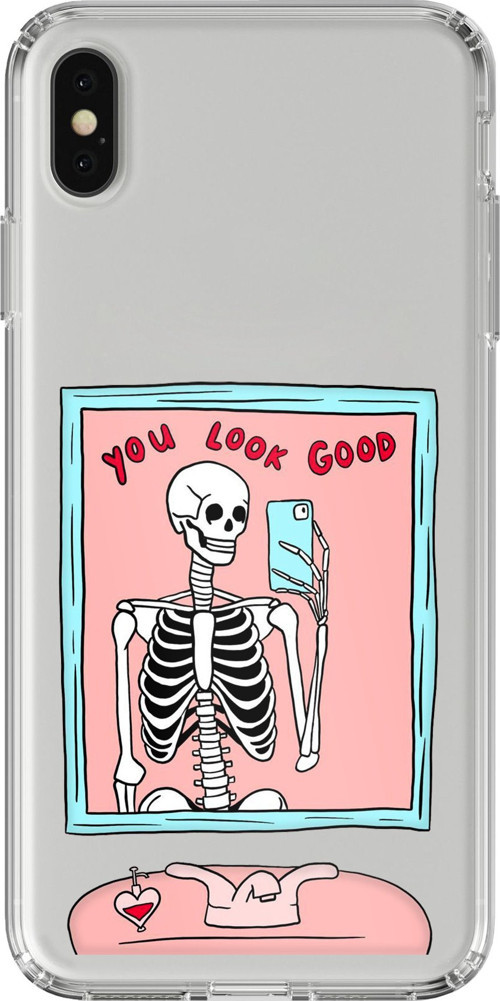 iPhone X-XS Uyumlu You Look Good İskelet Tasarımlı Baskılı Silikon Kılıf