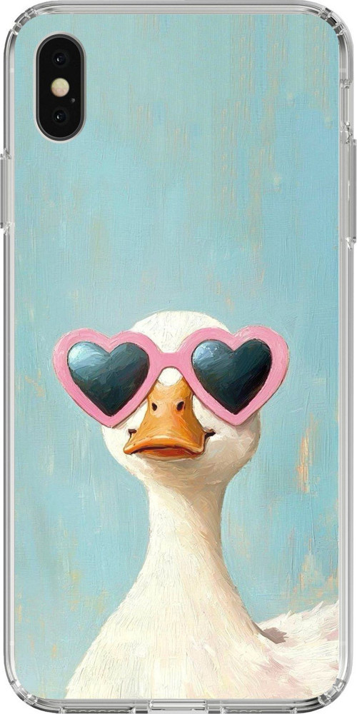 iPhone X-XS Uyumlu Yağlı Boya Pop-Art Ördek Baskılı Silikon Kılıf