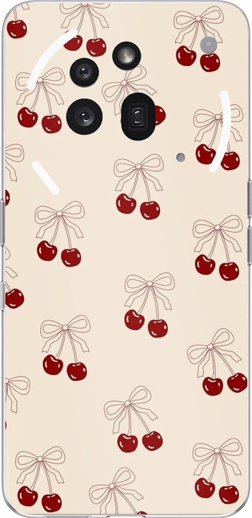 Nothing Phone (3a) Pro Uyumlu Fiyonklu Kirazlar Baskılı Silikon Kılıf