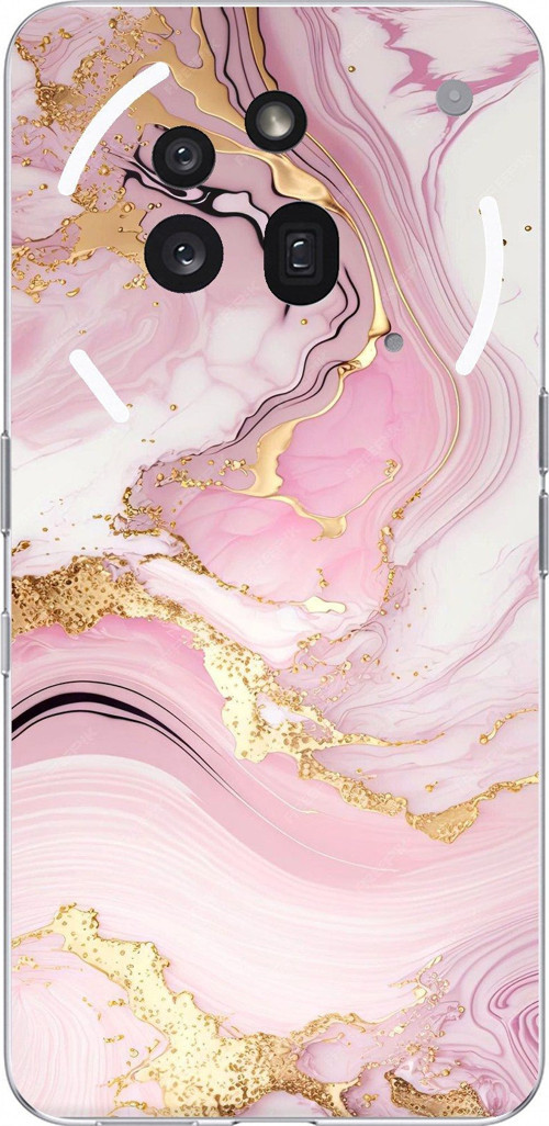 Nothing Phone (3a) Pro Uyumlu Pembe Mermer Baskılı Silikon Kılıf