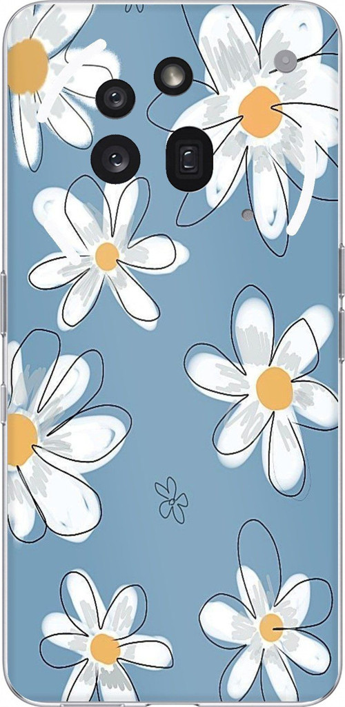 Nothing Phone (3a) Pro Uyumlu Mavi Papatya Bahçesi Baskılı Silikon Kılıf