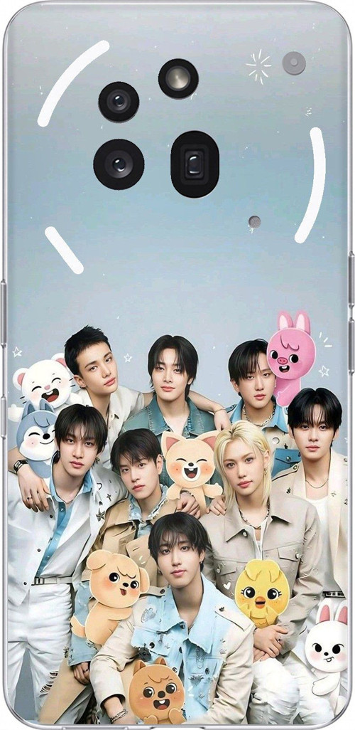 Nothing Phone (3a) Pro Uyumlu Tray Kids K-Pop Grubu ve SKZOO Temalı Baskılı Silikon Kılıf