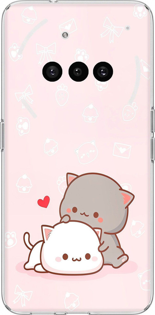 Nothing Phone (3a) Uyumlu Sevimli ve Remontik Kediler Baskılı Silikon Kılıf