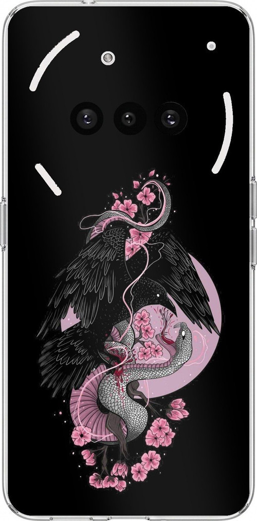Nothing Phone (3a) Uyumlu Pembe Siyah Yılan Baskılı Silikon Kılıf