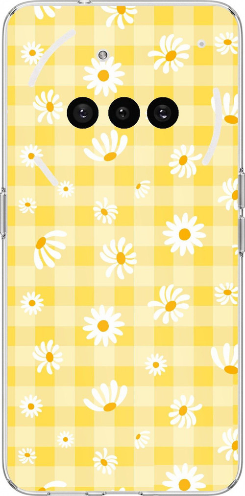 Nothing Phone (3a) Uyumlu Sarı Papatya Bahçesi Baskılı Silikon Kılıf