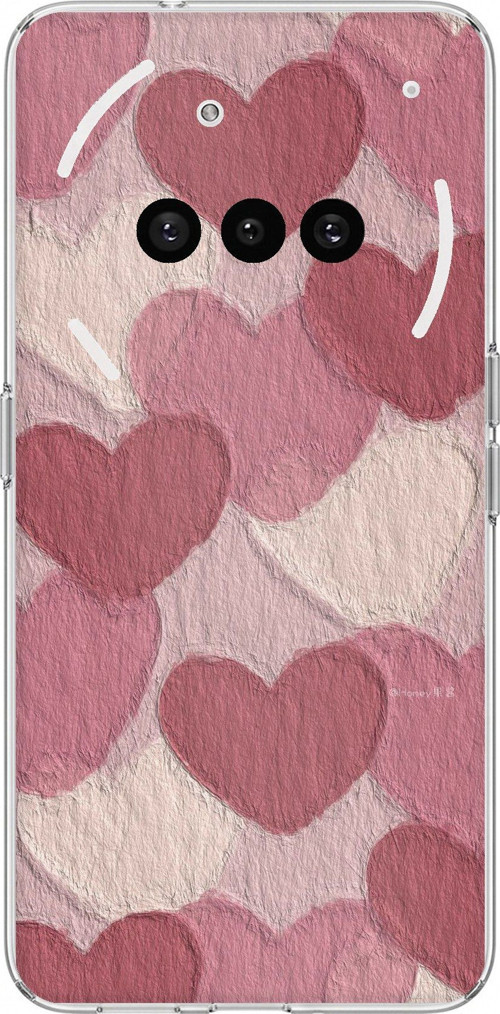 Nothing Phone (3a) Uyumlu Pastel Gül Kurusu ve Pembe Kalpli Baskılı Silikon Kılıf