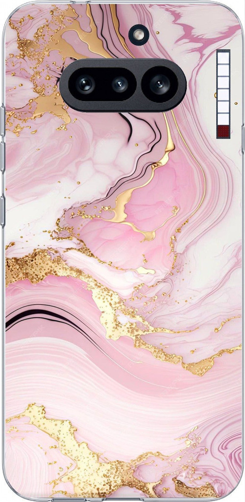 Nothing Phone (4A) Uyumlu Pembe Mermer Baskılı Silikon Kılıf
