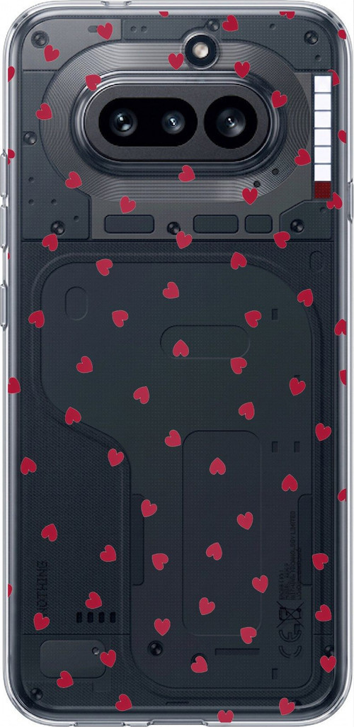 Nothing Phone (4A) Uyumlu Kırmızı Kalpler Tasarımlı Baskılı Silikon Kılıf