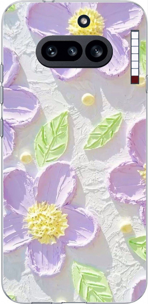 Nothing Phone (4A) Uyumlu Mor Papatyalar Sulu Boya Baskılı Silikon Kılıf