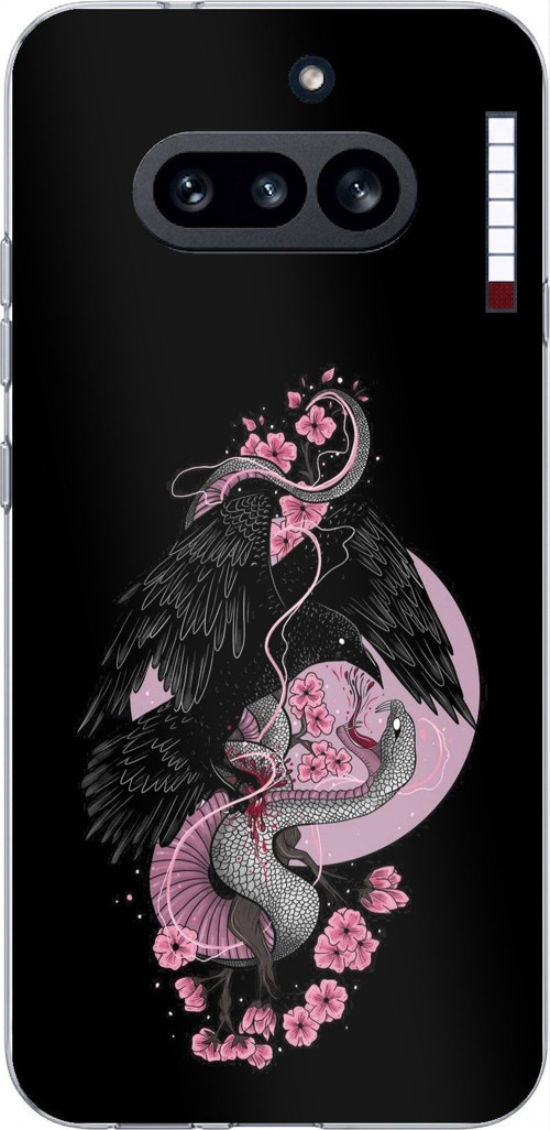 Nothing Phone (4A) Uyumlu Pembe Siyah Yılan Baskılı Silikon Kılıf