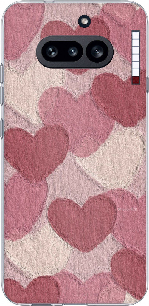 Nothing Phone (4A) Uyumlu Pastel Gül Kurusu ve Pembe Kalpli Baskılı Silikon Kılıf