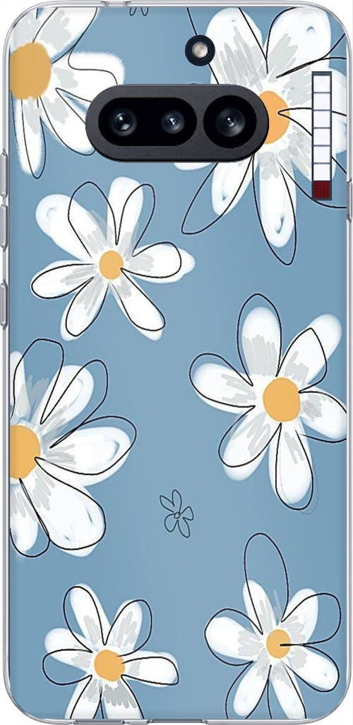 Nothing Phone (4A) Uyumlu Mavi Papatya Bahçesi Baskılı Silikon Kılıf