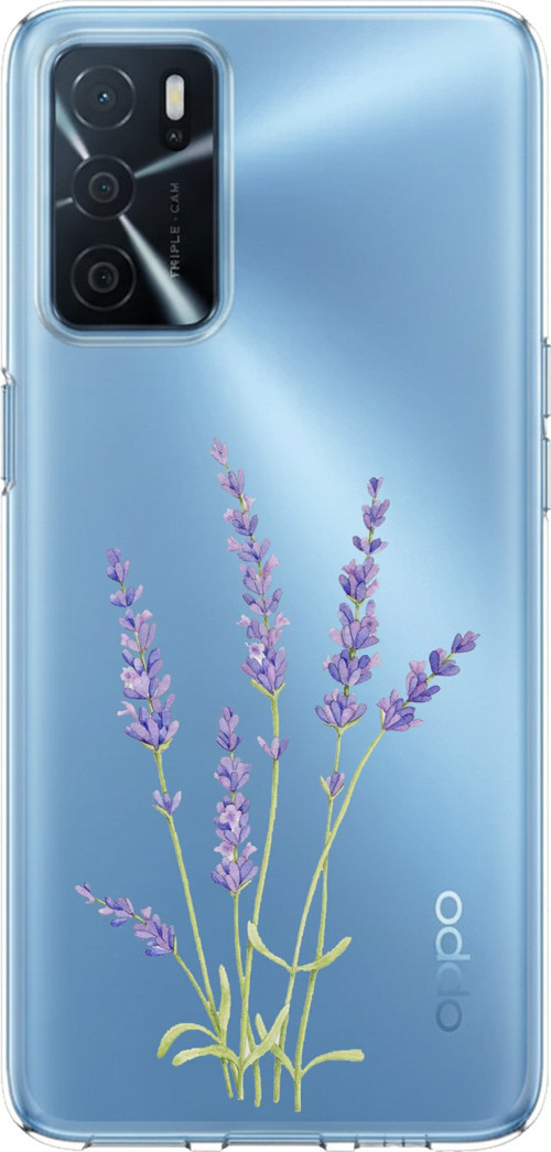 Oppo A16 - A54 - A55 Uyumlu Lavanta Çiçek Tasarımlı Baskılı Silikon Kılıf