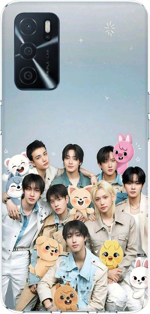 Oppo A16 - A54 - A55 Uyumlu Tray Kids K-Pop Grubu ve SKZOO Temalı Baskılı Silikon Kılıf