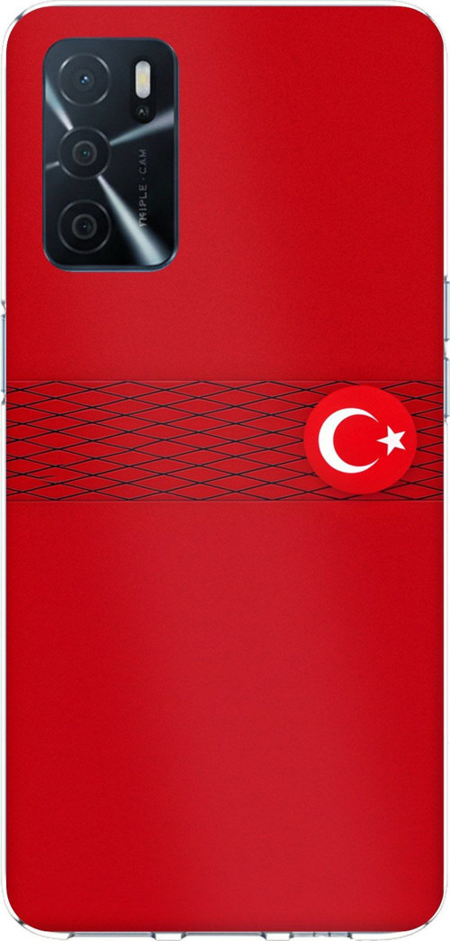 Oppo A16 - A54 - A55 Uyumlu Türk Milli Takım Izgara Desenli Forma Baskılı Silikon Kılıf
