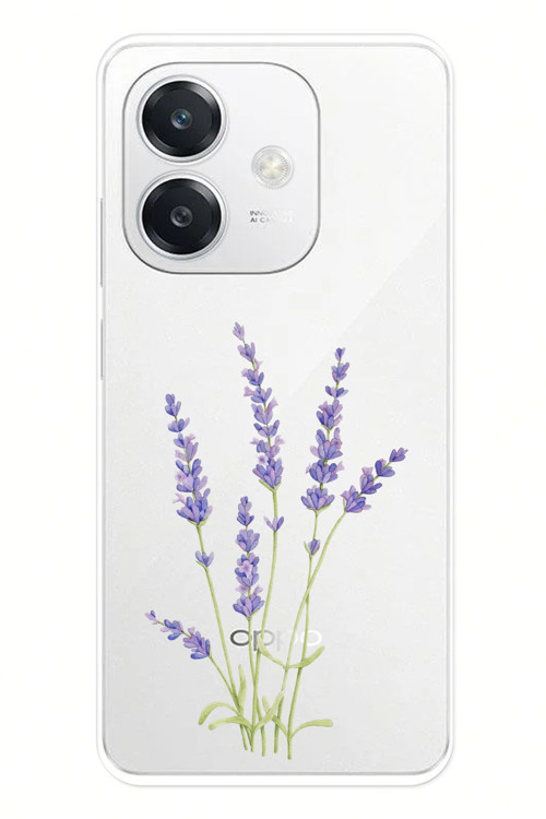 OPPO A3 Uyumlu Lavanta Çiçek Tasarımlı Baskılı Silikon Kılıf