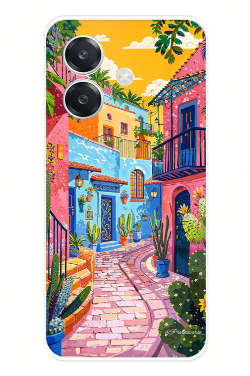 OPPO A3 Uyumlu Renkli Sanat Sokak Silikon Kılıf Baskılı Silikon Kılıf