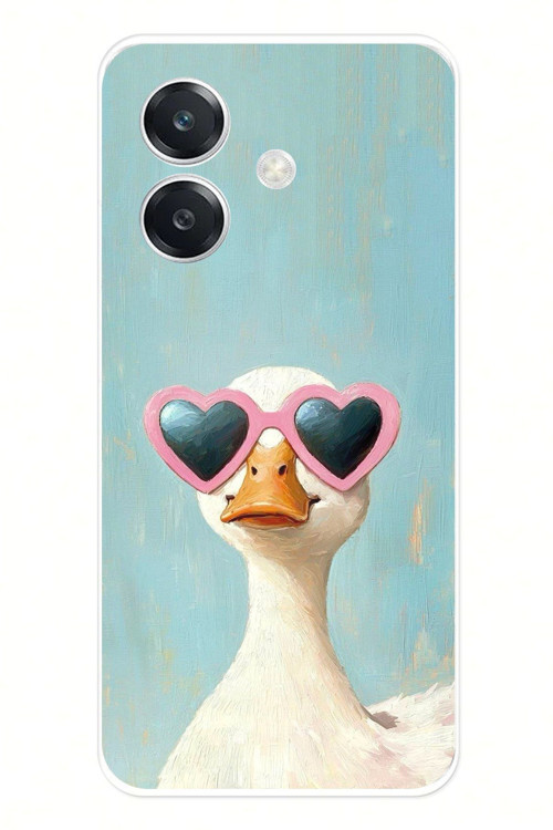 OPPO A3 Uyumlu Yağlı Boya Pop-Art Ördek Baskılı Silikon Kılıf