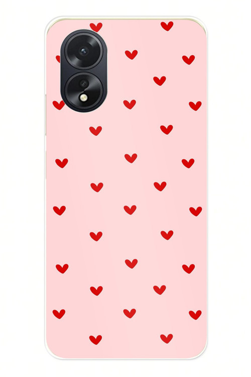 Oppo A38 Uyumlu Kırmızı Minik Kalpler Baskılı Silikon Kılıf