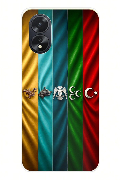 Oppo A38 Uyumlu Tarihi Türk Devletleri Bayrakları Baskılı Silikon Kılıf