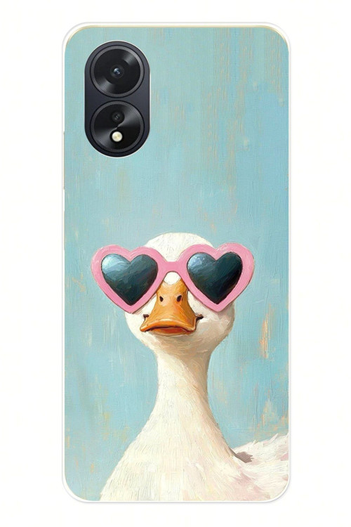 Oppo A38 Uyumlu Yağlı Boya Pop-Art Ördek Baskılı Silikon Kılıf
