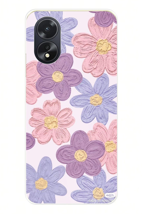 Oppo A38 Uyumlu Renkli Papatyalar Sulu Boya Baskılı Silikon Kılıf