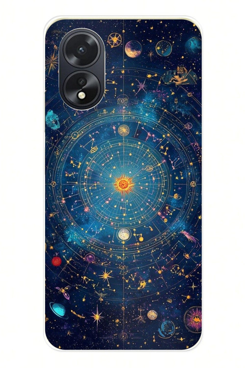 Oppo A38 Uyumlu Yıldız Atlası Kozmik Rehber Baskılı Silikon Kılıf
