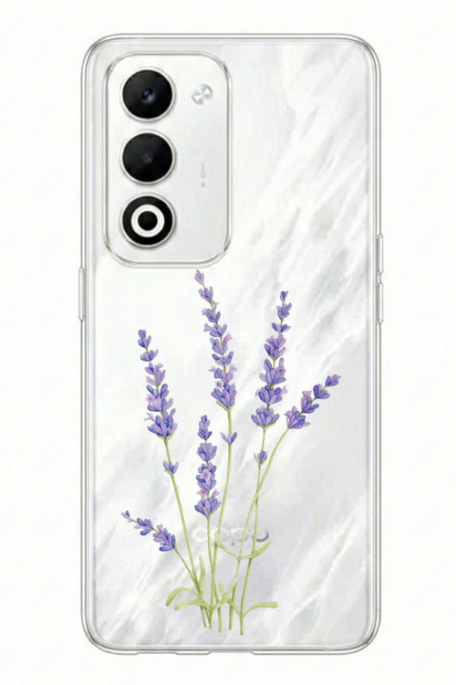 OPPO A5 4G Uyumlu Lavanta Çiçek Tasarımlı Baskılı Silikon Kılıf