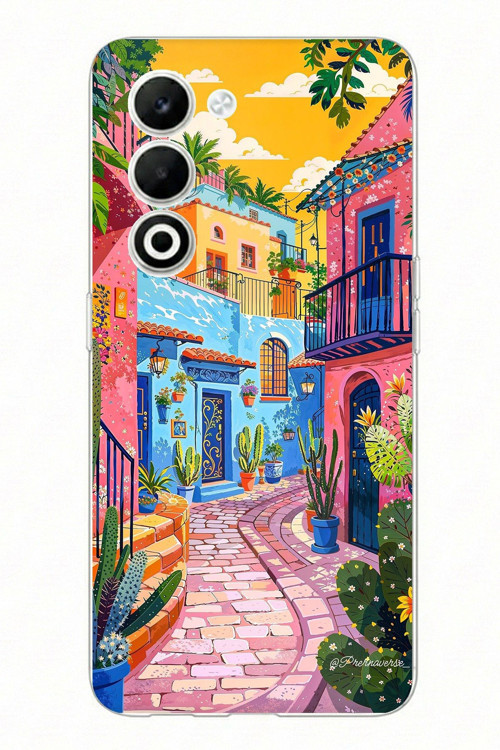 OPPO A5 4G Uyumlu Renkli Sanat Sokak Silikon Kılıf Baskılı Silikon Kılıf