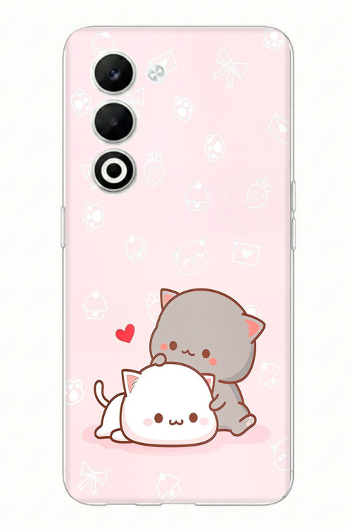 OPPO A5 4G Uyumlu Sevimli ve Remontik Kediler Baskılı Silikon Kılıf