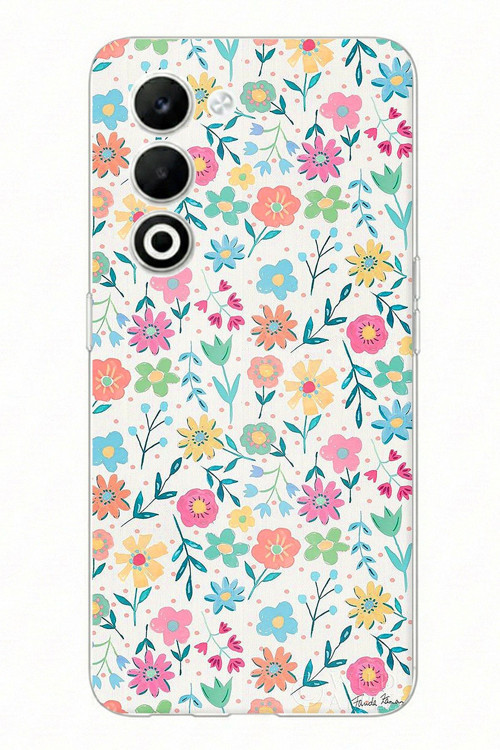 OPPO A5 4G Uyumlu Dekoratif Çiçekler Baskılı Silikon Kılıf
