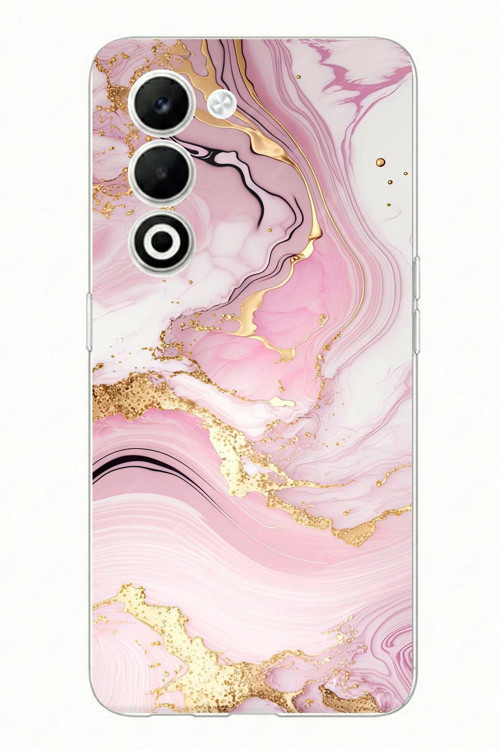 OPPO A5 4G Uyumlu Pembe Mermer Baskılı Silikon Kılıf
