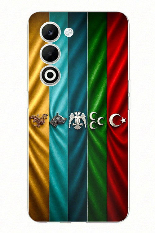 OPPO A5 4G Uyumlu Tarihi Türk Devletleri Bayrakları Baskılı Silikon Kılıf