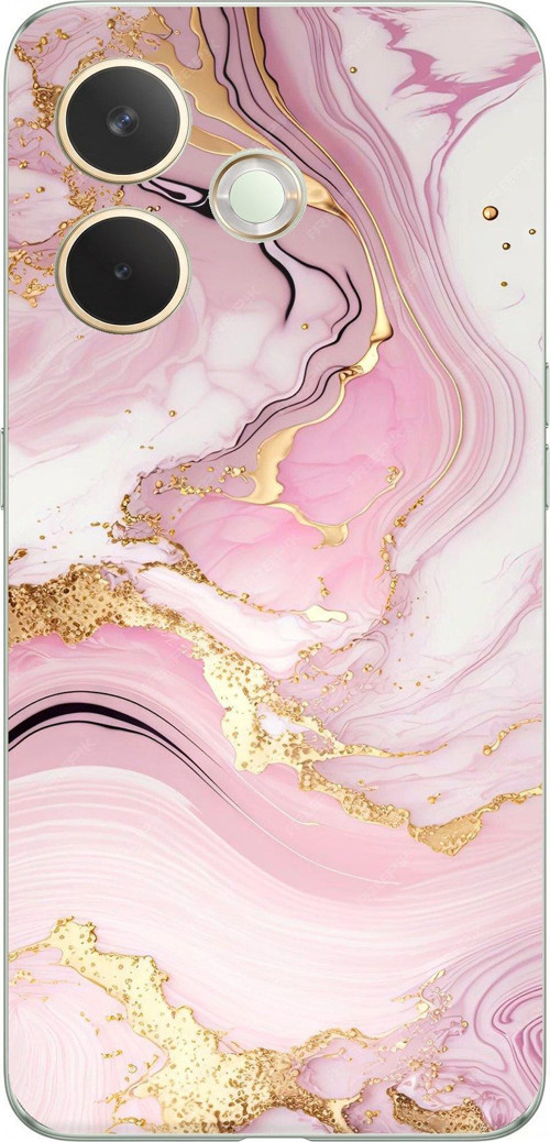 Oppo A5 Pro Uyumlu Pembe Mermer Baskılı Silikon Kılıf