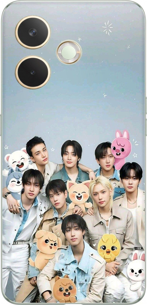 Oppo A5 Pro Uyumlu Tray Kids K-Pop Grubu ve SKZOO Temalı Baskılı Silikon Kılıf
