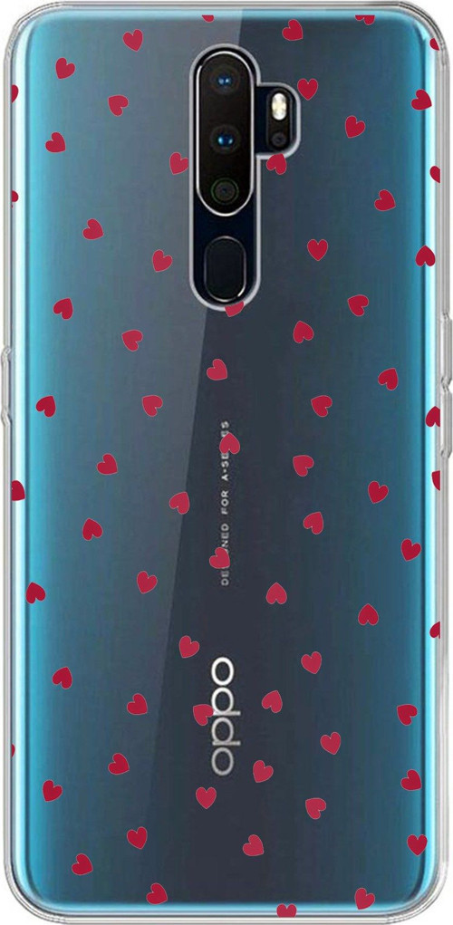 Oppo A5/A9 2020 Uyumlu Kırmızı Kalpler Tasarımlı Baskılı Silikon Kılıf