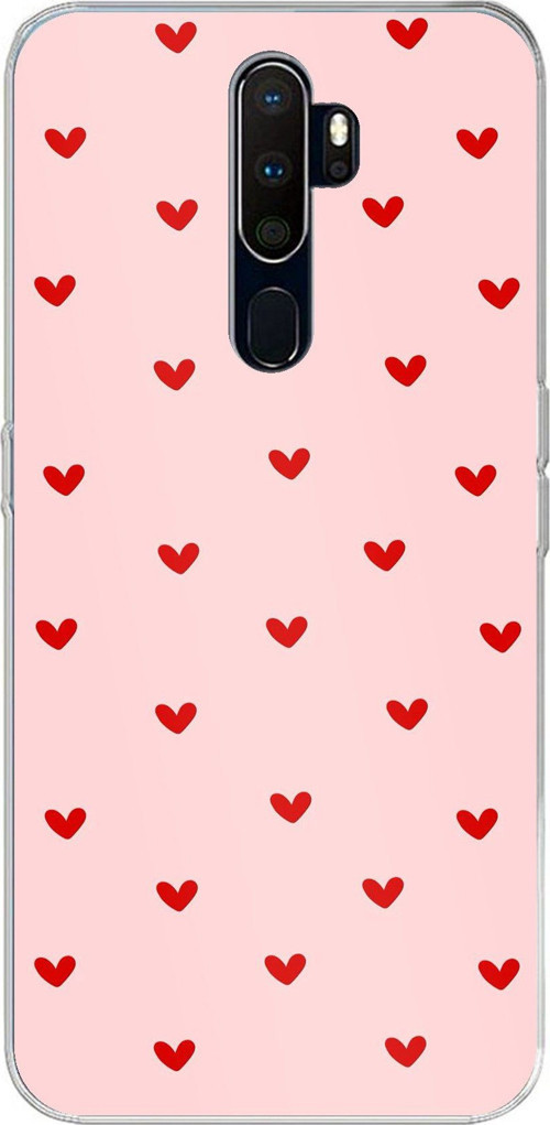 Oppo A5/A9 2020 Uyumlu Kırmızı Minik Kalpler Baskılı Silikon Kılıf