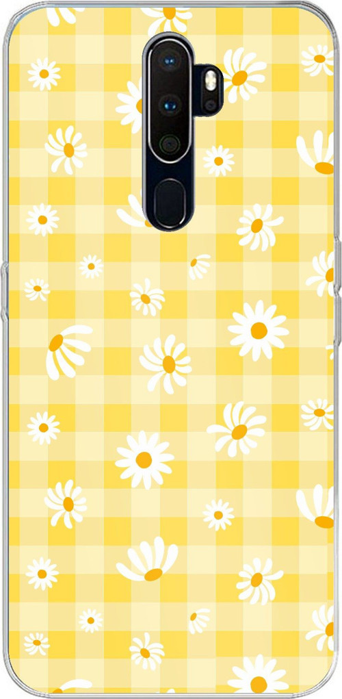 Oppo A5/A9 2020 Uyumlu Sarı Papatya Bahçesi Baskılı Silikon Kılıf