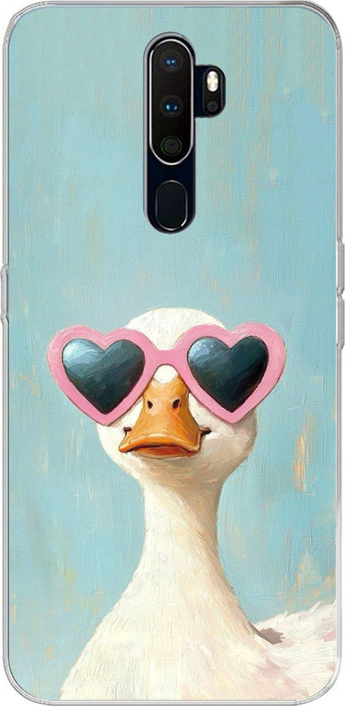 Oppo A5/A9 2020 Uyumlu Yağlı Boya Pop-Art Ördek Baskılı Silikon Kılıf