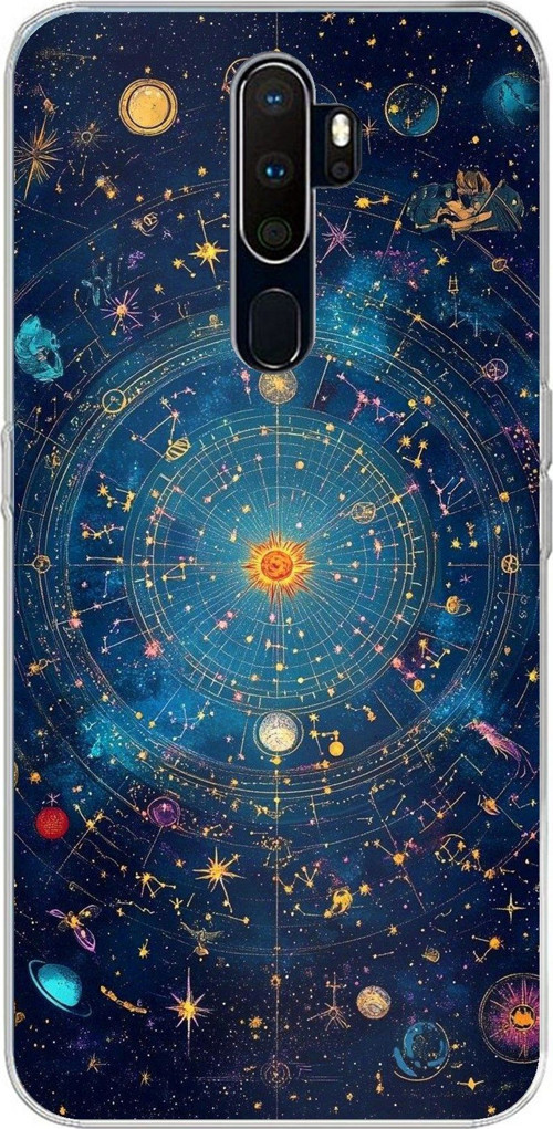 Oppo A5/A9 2020 Uyumlu Yıldız Atlası Kozmik Rehber Baskılı Silikon Kılıf