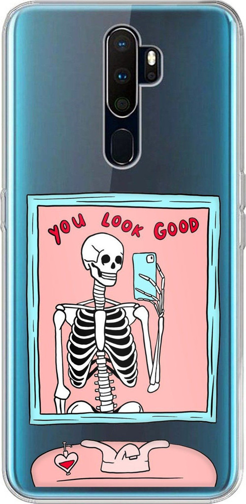 Oppo A5/A9 2020 Uyumlu You Look Good İskelet Tasarımlı Baskılı Silikon Kılıf