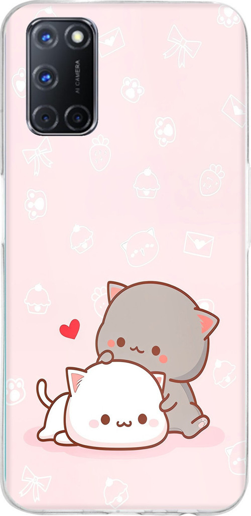 OPPO A52-A72-92 Uyumlu Sevimli ve Remontik Kediler Baskılı Silikon Kılıf