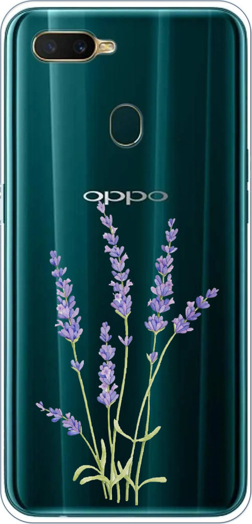 Oppo A5S-AX7-A12 Uyumlu Lavanta Çiçek Tasarımlı Baskılı Silikon Kılıf