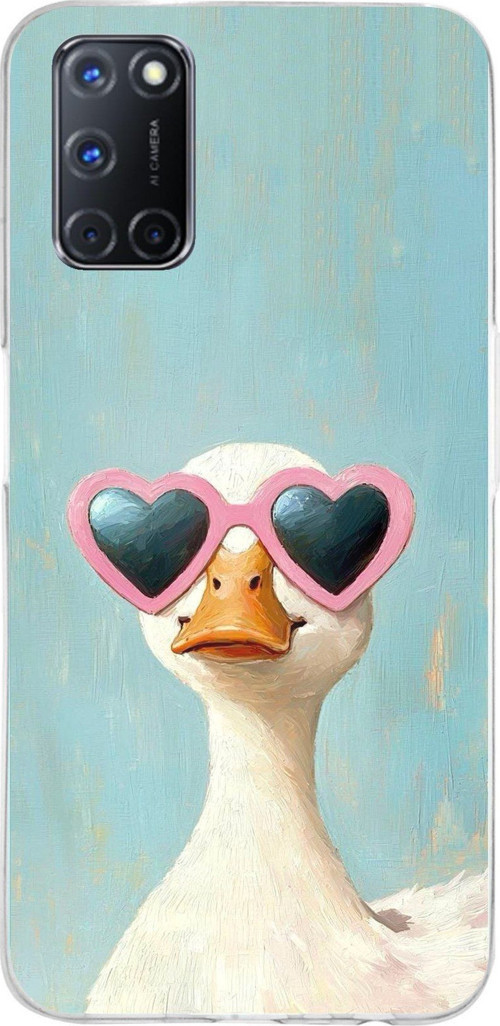 OPPO A52-A72-92 Uyumlu Yağlı Boya Pop-Art Ördek Baskılı Silikon Kılıf